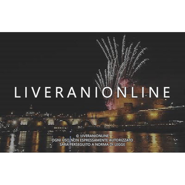 (110629) -- ROME, June 29, 2011 () -- Fireworks explode over the Saint Angel Castle (Castel Sant\'Angelo) and bridge during an annual event to celebrate the patron Saints Peter and Paul in Rome, Italy, June 29, 2011. (/Wang Qingqin)