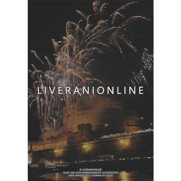 (110629) -- ROME, June 29, 2011 () -- Fireworks explode over the Saint Angel Castle (Castel Sant\'Angelo) and bridge during an annual event to celebrate the patron Saints Peter and Paul in Rome, Italy, June 29, 2011. (/Wang Qingqin)