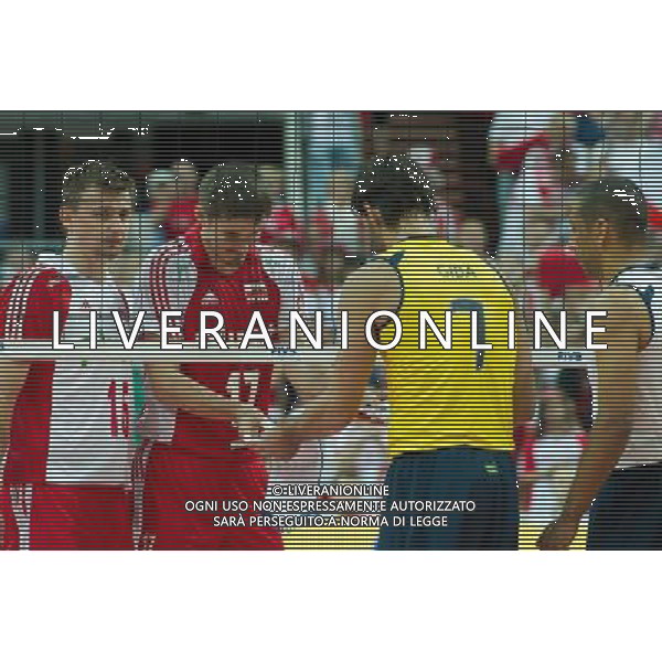 30.06.2011 - Katowice , Spodek , Siatkowka mezczyzn (Volleyball men\'s) , Liga Swiatowa 2011 grupa A , FIVB World League 2011 group A , Polska (czerwone) - Brazylia (zolte) N/Z Krzysztof Ignaczak , Michal Bakiewicz , Giba Fot. Mariusz Palczynski / Edytor.net / NEWSPIX.PL --- Newspix.pl *** Local Caption *** www.newspix.pl mail us: info@newspix.pl call us: 0048 022 23 22 222 --- Polish Picture Agency by Ringier Axel Springer Poland