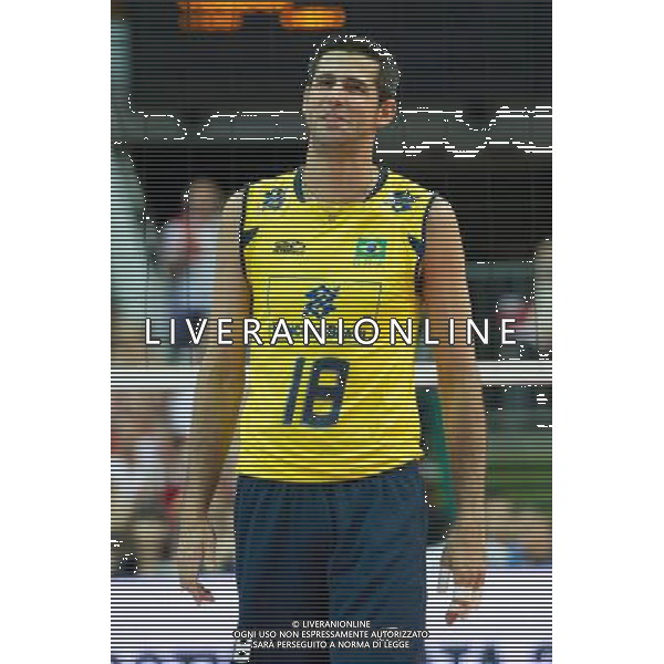 30.06.2011 - Katowice , Spodek , Siatkowka mezczyzn (Volleyball men\'s) , Liga Swiatowa 2011 grupa A , FIVB World League 2011 group A , Polska (czerwone) - Brazylia (zolte) N/Z Dante Amaral Fot. Mariusz Palczynski / Edytor.net / NEWSPIX.PL --- Newspix.pl *** Local Caption *** www.newspix.pl mail us: info@newspix.pl call us: 0048 022 23 22 222 --- Polish Picture Agency by Ringier Axel Springer Poland