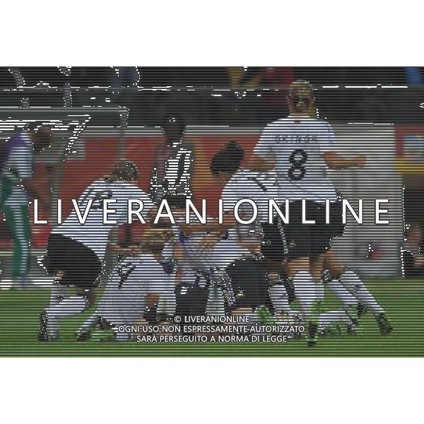 FRANKFURT, July 1, 2011 Germany\'s players celebrate after scoring during the second round Group A match between Germany and Nigeria at the FIFA Women\'s World Cup Germany 2011 in Frankfurt, Germany, June 30, 2011. Germany won the match 1 0. (/Xu Liang) (djj)