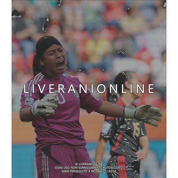 (110701) -- LEVERKUSEN, July 1, 2011 -- Cecilia Santiago, goalie of Mexico reacts after losing during the second round Group B match between Japan and Mexico at the FIFA Women\'s World Cup Germany 2011 in Leverkusen, Germany, July 1, 2011. Japan won 4-0.Ma Ning)(wll) ©PHOTOSHOT/Agenzia Aldo Liverani Sas - ITALY ONLY: GIAPPONE - MESSICO Campionati Mondiali di calcio femminile FIFA Cup Germania 2011