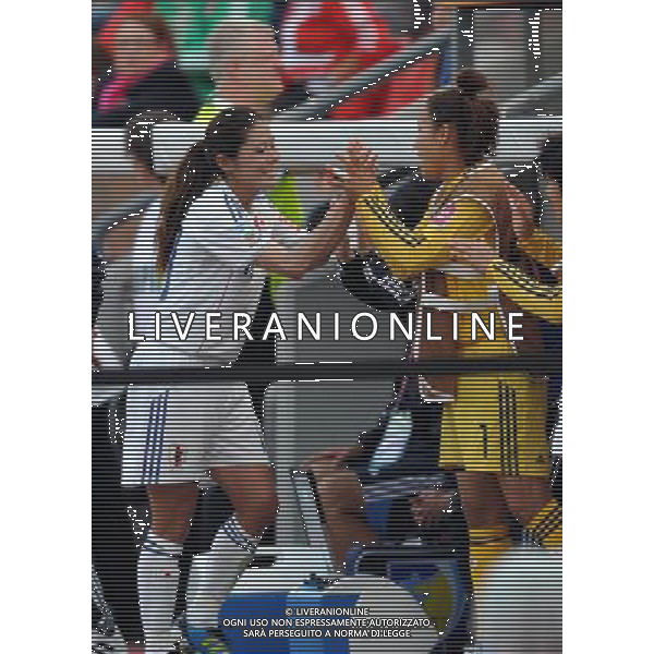(110701) -- LEVERKUSEN, July 1, 2011 -- Homare Sawa(L) of Japan celebrates scoring with her teammates during the second round Group B match between Japan and Mexico at the FIFA Women\'s World Cup Germany 2011 in Leverkusen, Germany, July 1, 2011. Japan won 4-0.Ma Ning)(wll) ©PHOTOSHOT/Agenzia Aldo Liverani Sas - ITALY ONLY: GIAPPONE - MESSICO Campionati Mondiali di calcio femminile FIFA Cup Germania 2011