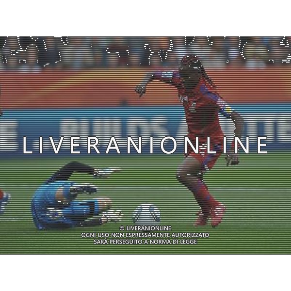 (110703) -- BOCHUM, July 3, 2011 () -- Anonman(R) of Equatorial Guinea scores during the second round Group D match between Australia and Equatorial Guinea at the FIFA Women\'s World Cup Germany 2011 in Bochum, Germany, July 3, 2011. (/Wu Wei)(wll)