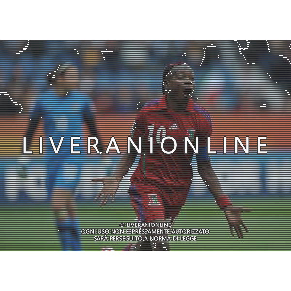 (110703) -- BOCHUM, July 3, 2011 () -- Anonman of Equatorial Guinea celebrates scoring during the second round Group D match between Australia and Equatorial Guinea at the FIFA Women\'s World Cup Germany 2011 in Bochum, Germany, July 3, 2011. (/Wu Wei)(wll)