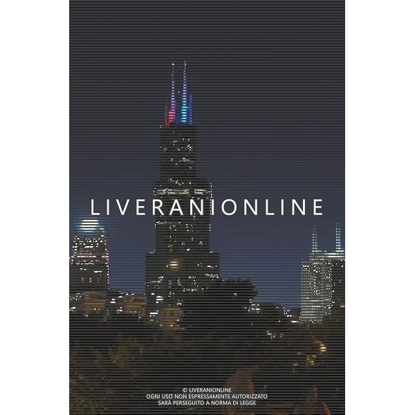 CHICAGO, July 5, 2011 The landmark Willis Tower is lit in red and blue representing the colors of the United States national flag, in Chicago, the United States, July 4, 2011. The U.S. celebrated its Independence Day on July 4. (/Jiang Xintong)