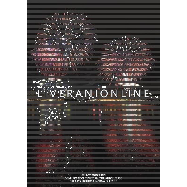 NEW YORK, July 5, 2011 Fireworks display light up the sky over the Hudson River in the celebrations of the U.S. Independence Day in New York July 4, 2011. (/Shen Hong) (zx)