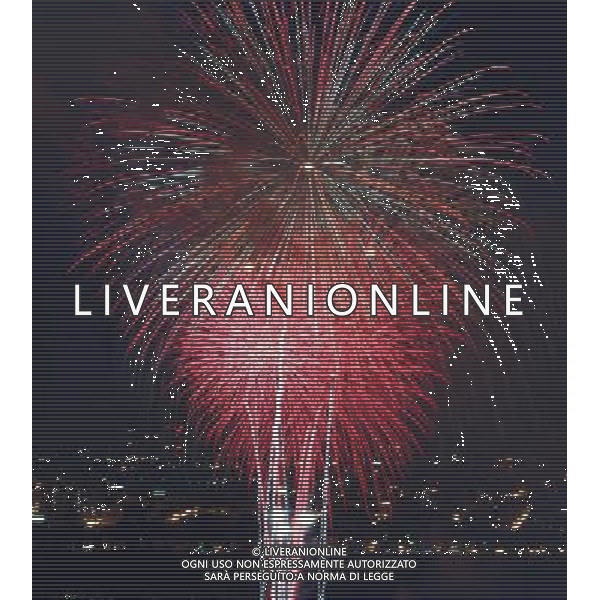 NEW YORK, July 5, 2011 Fireworks display light up the sky over the Hudson River in the celebrations of the U.S. Independence Day in New York July 4, 2011. (/Zhu Wei) (zx)