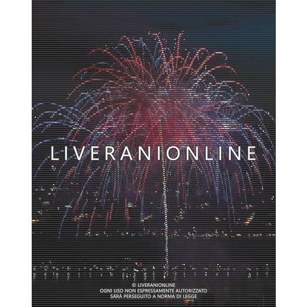 NEW YORK, July 5, 2011 Fireworks display light up the sky over the Hudson River in the celebrations of the U.S. Independence Day in New York July 4, 2011. (/Zhu Wei) (zx)