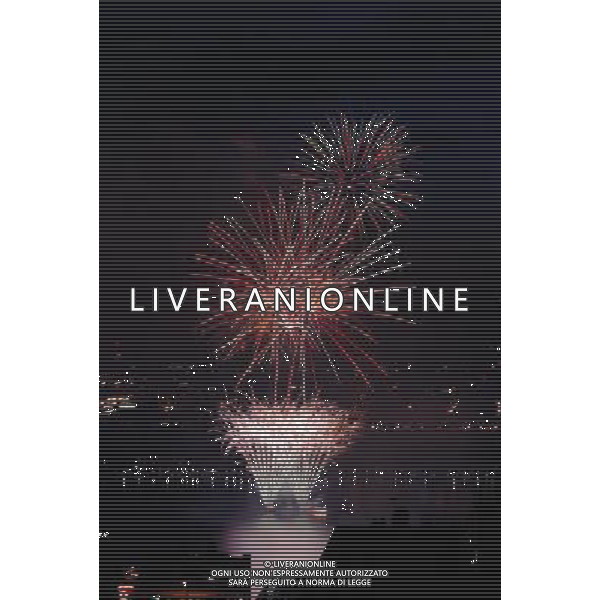 NEW YORK, July 5, 2011 Fireworks display light up the sky over the Hudson River in the celebrations of the U.S. Independence Day in New York July 4, 2011. (/Zhu Wei) (zx)