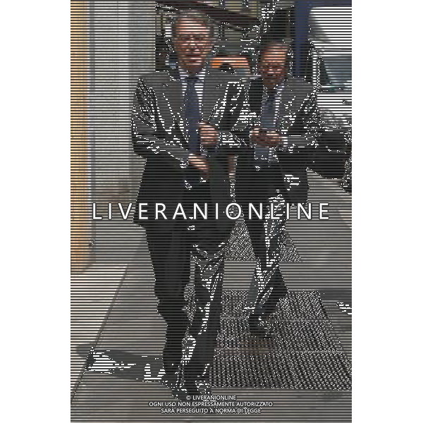 MILANO - 05/07/2011 MASSIMO MORATTI ARRIVA NELLA SEDE DELLA SARAS IL GIORNO DOPO LA RELAZIONE DI DEL PROCURATORE DELLA FIGC STEFANO PALAZZI RIGUARDANTE LO SCUDETTO 2005/2006 NELLA FOTO MASSIMO MORATTI RINALDO GHELFI PH.FIOCHI/ALDO LIVERANI SAS