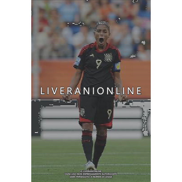 (110706) -- SINSHEIM, July 6, 2011 () -- Maribel Dominguez of Mexico celebrates for her goal during the 3rd round Group B match against New Zealand at the FIFA Women\'s World Cup Germany 2011 in Sinsheim, Germany, July 5, 2011. (/Xu Liang)