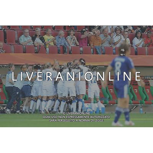 (110706) -- AUGSBURG, July 6, 2011 () -- Players (in white) of England celebrate for the first goal during the 3rd round Group B match between England and Japan at the FIFA Women\'s World Cup Germany 2011 in Augsburg, Germany, July 5, 2011. (/Li Jundong)