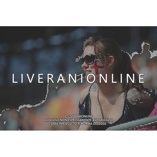 (110706) -- AUGSBURG, July 6, 2011 () -- A supporter reacts before the 3rd round Group B match between England and Japan at the FIFA Women\'s World Cup Germany 2011 in Augsburg, Germany, July 5, 2011. (/Li Jundong)