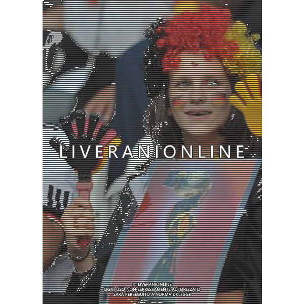 (110706) -- MOENCHENGLADBACH, July 6, 2011 () -- A supporter of Germany reacts before the third round Group A match between France and Germany at the FIFA Women\'s World Cup Germany 2011 in Moenchengladbach, Germany, July 5, 2011.(/Ma Ning)