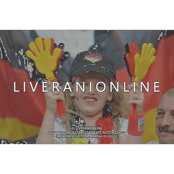 (110706) -- MOENCHENGLADBACH, July 6, 2011 () -- A supporter of Germany reacts before the third round Group A match between France and Germany at the FIFA Women\'s World Cup Germany 2011 in Moenchengladbach, Germany, July 5, 2011.(/Wu Wei)