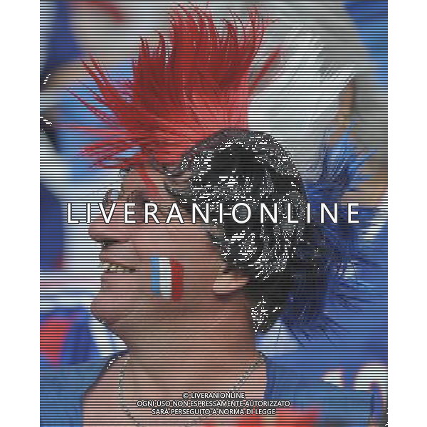 (110706) -- MOENCHENGLADBACH, July 6, 2011 () -- A supporter of France reacts before the third round Group A match between France and Germany at the FIFA Women\'s World Cup Germany 2011 in Moenchengladbach, Germany, July 5, 2011.(/Wu Wei)