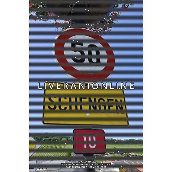 Sign Schengen, Luxembourg on 2011-07-04 - The Schengen Area comprises the territories of twenty-five European countries that have implemented the Schengen Agreement signed in the town of Schengen, Luxembourg, in 1985. The Schengen Area operates very much like a single state for international travel with border controls for those travelling in and out of the area, but with no internal border controls