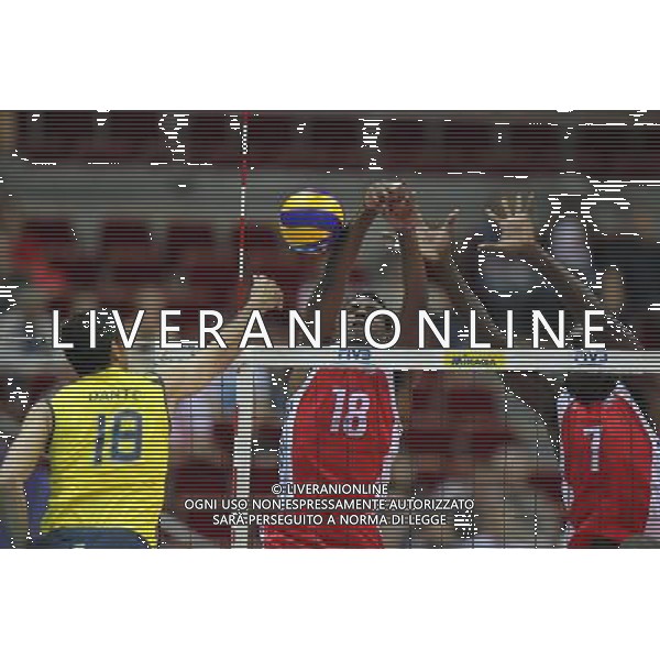 06.07.2011 GDANSK-SOPOT;ENERGO ARENA (GDANSK-SOPOT POLAND -ENERGO ARENA), SIATKOWKA MEZCZYZN (VOLLEYBALL MEN\'S), LIGA SWIATOWA 2011 - FINALY GRUPA F ( VOLLEYBALL WORLD LEAGUE 2011 - FINALS POOL F), MECZ BRAZYLIA- KUBA (GAME BRAZIL-CUBA) NZ AMARAL DANTE (L), CARMENTE DIAZ (C), OSMANY CAMEJO (P) FOTO LUKASZ GROCHALA/ CYFRASPORT / NEWSPIX.PL --- Newspix.pl *** Local Caption *** www.newspix.pl mail us: info@newspix.pl call us: 0048 022 23 22 222 --- Polish Picture Agency by Ringier Axel Springer Poland