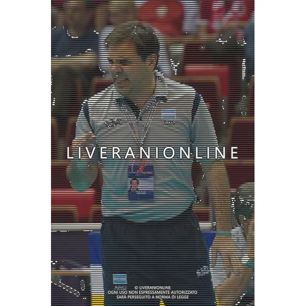 06.07.2011 - Gdansk , ERGO Arena , Siatkowka mezczyzn (Volleyball men\'s) , Finaly Ligi Swiatowej 2011 , FIVB World League Final 2011 , Argentyna (bialo-niebieskie) - Wlochy (granatowe) N/Z Javier Weber Fot. Mariusz Palczynski / Edytor.net / Newspix.pl --- Newspix.pl *** Local Caption *** www.newspix.pl mail us: info@newspix.pl call us: 0048 022 23 22 222 --- Polish Picture Agency by Ringier Axel Springer Poland