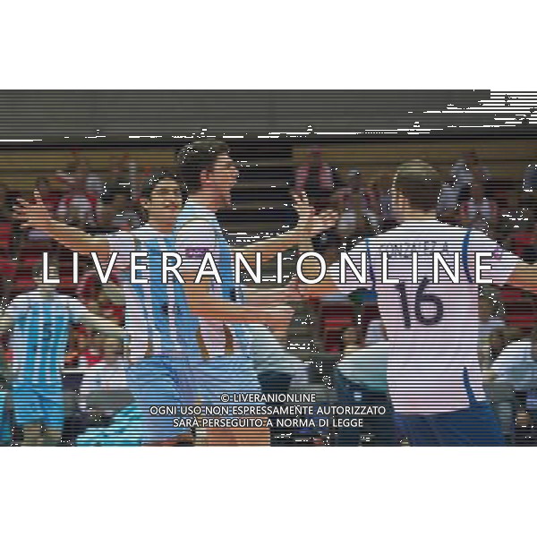 06.07.2011 - Gdansk , ERGO Arena , Siatkowka mezczyzn (Volleyball men\'s) , Finaly Ligi Swiatowej 2011 , FIVB World League Final 2011 , Argentyna (bialo-niebieskie) - Wlochy (granatowe) N/Z Siatkarze Argentyny Fot. Mariusz Palczynski / Edytor.net / Newspix.pl --- Newspix.pl *** Local Caption *** www.newspix.pl mail us: info@newspix.pl call us: 0048 022 23 22 222 --- Polish Picture Agency by Ringier Axel Springer Poland