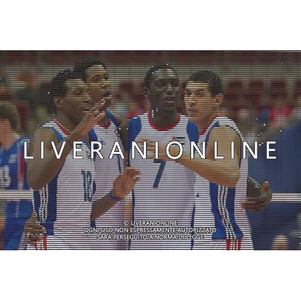 07.07.2011 - Gdansk , ERGO Arena , Siatkowka mezczyzn (Volleyball men\'s) , Finaly Ligi Swiatowej 2011 , FIVB World League Final 2011 , Kuba (biale) - Rosja (niebieskie) N/Z Siatkarze Kuby Fot. Mariusz Palczynski / Edytor.net / Newspix.pl --- Newspix.pl *** Local Caption *** www.newspix.pl mail us: info@newspix.pl call us: 0048 022 23 22 222 --- Polish Picture Agency by Ringier Axel Springer Poland