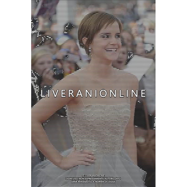 Actress Emma Watson attends the World Premiere of Harry Potter and The Deathly Hallows - Part 2 at Trafalgar Square on July 7, 2011 in London, England.
