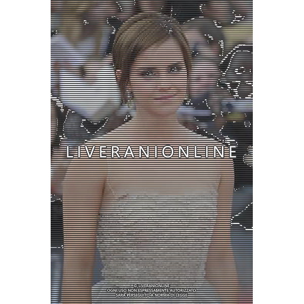 Actress Emma Watson attends the World Premiere of Harry Potter and The Deathly Hallows - Part 2 at Trafalgar Square on July 7, 2011 in London, England.