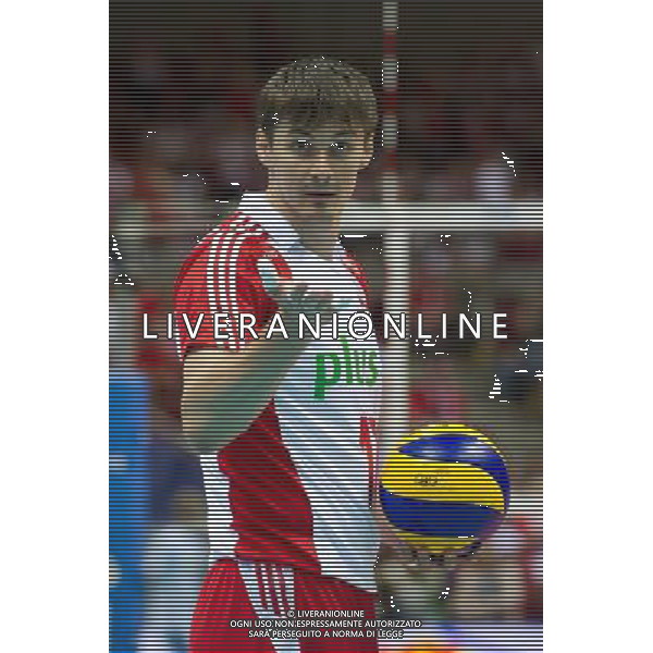 09.07.2011 - Gdansk , ERGO Arena , Siatkowka mezczyzn (Volleyball men\'s) , Finaly Ligi Swiatowej 2011 , FIVB World League Final 2011 , Mecz polfinalowy Polska (biale) - Rosja (niebieskie) N/Z Michal Bakiewicz Fot. Mariusz Palczynski / Edytor.net / Newspix.pl --- Newspix.pl *** Local Caption *** www.newspix.pl mail us: info@newspix.pl call us: 0048 022 23 22 222 --- Polish Picture Agency by Ringier Axel Springer Poland