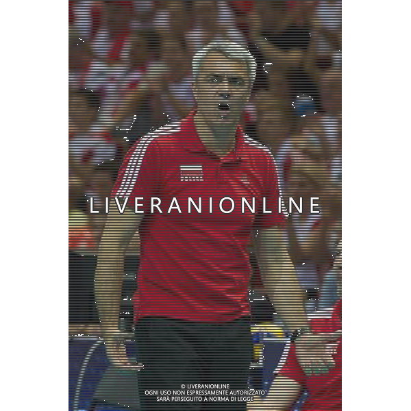09.07.2011 - Gdansk , ERGO Arena , Siatkowka mezczyzn (Volleyball men\'s) , Finaly Ligi Swiatowej 2011 , FIVB World League Final 2011 , Mecz polfinalowy Polska (biale) - Rosja (niebieskie) N/Z Andrea Anastasi Fot. Mariusz Palczynski / Edytor.net / Newspix.pl --- Newspix.pl *** Local Caption *** www.newspix.pl mail us: info@newspix.pl call us: 0048 022 23 22 222 --- Polish Picture Agency by Ringier Axel Springer Poland