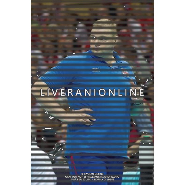 09.07.2011 - Gdansk , ERGO Arena , Siatkowka mezczyzn (Volleyball men\'s) , Finaly Ligi Swiatowej 2011 , FIVB World League Final 2011 , Mecz polfinalowy Polska (biale) - Rosja (niebieskie) N/Z Vladimir Alekno Fot. Mariusz Palczynski / Edytor.net / Newspix.pl --- Newspix.pl *** Local Caption *** www.newspix.pl mail us: info@newspix.pl call us: 0048 022 23 22 222 --- Polish Picture Agency by Ringier Axel Springer Poland