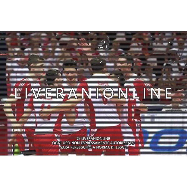 09.07.2011 GDANSK , ERGO ARENA , SIATKOWAK , 06-10.07.2011 LIGA SWIATOWA 2011 , FAZA FINALOWA , POLFINAL , MECZ POLSKA - ROSJA , VOLLEYBALL , FIVB MEN\'S VOLLEUBALL WORLD LEAGUE 2011, FINAL ROUND , SEMIFINAL , GAME BETWEEN POLAND - RUSSIA N/Z: OD LEWEJ PIOTR NOWAKOWSKI , MICHAL RUCIAK , LUKASZ ZYGADLO , BARTOSZ KUREK , KRZYSZTOF IGNACZAK , PIOTR GRUSZKA (POL) FOTO JAKUB PIASECKI / CYFRASPORT / NEWSPIX.PL --- Newspix.pl *** Local Caption *** www.newspix.pl mail us: info@newspix.pl call us: 0048 022 23 22 222 --- Polish Picture Agency by Ringier Axel Springer Poland
