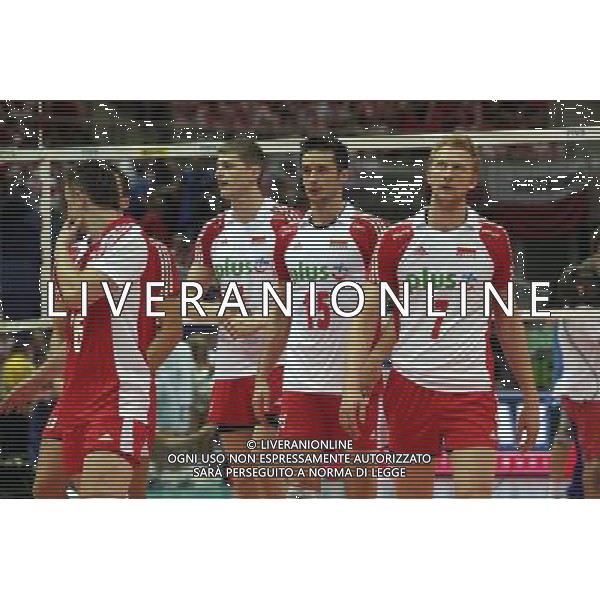 09.07.2011 GDANSK , ERGO ARENA , SIATKOWAK , 06-10.07.2011 LIGA SWIATOWA 2011 , FAZA FINALOWA , POLFINAL , MECZ POLSKA - ROSJA , VOLLEYBALL , FIVB MEN\'S VOLLEUBALL WORLD LEAGUE 2011, FINAL ROUND , SEMIFINAL , GAME BETWEEN POLAND - RUSSIA N/Z: OD LEWEJ KRZYSZTOF IGNACZAK PIOTR NOWAKOWSKI , LUKASZ ZYGADLO JAKUB JAROSZ (POL) SMUTEK PRZEGRANA PORAZKA FOTO JAKUB PIASECKI / CYFRASPORT / NEWSPIX.PL --- Newspix.pl *** Local Caption *** www.newspix.pl mail us: info@newspix.pl call us: 0048 022 23 22 222 --- Polish Picture Agency by Ringier Axel Springer Poland