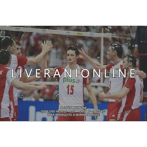09.07.2011 GDANSK ERGO ARENA SIATKOWKA FINAL LIGI SWIATOWEJ 2011 LIGA SWIATOWA VOLLEYBALL WORLD LEAGUE FINALS 2011 POLFINAL (SAMI-FINAL GAME) ARGENTYNA - BRAZYLIA (ARGENTINA VS. BRAZIL) N/Z RADOSC LUKASZ ZYGADLO PIOTR GRUSZKA MICHAL RUCIAK FOT LUKASZ LASKOWSKI / PRESSFOCUS NEWSPIXPL --- Newspix.pl *** Local Caption *** www.newspix.pl mail us: info@newspix.pl call us: 0048 022 23 22 222 --- Polish Picture Agency by Ringier Axel Springer Poland