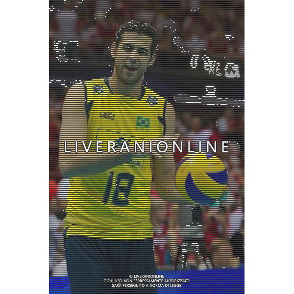 10.07.2011 - Gdansk , ERGO Arena , Siatkowka mezczyzn (Volleyball men\'s) , Finaly Ligi Swiatowej 2011 , FIVB World League Final 2011 , Final Brazylia (zolte) - Rosja (czerwone) N/Z Dante Amaral Fot. Mariusz Palczynski / Edytor.net / Newspix.pl --- Newspix.pl *** Local Caption *** www.newspix.pl mail us: info@newspix.pl call us: 0048 022 23 22 222 --- Polish Picture Agency by Ringier Axel Springer Poland