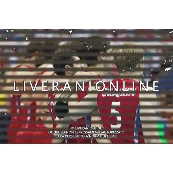 10.07.2011 - Gdansk , ERGO Arena , Siatkowka mezczyzn (Volleyball men\'s) , Finaly Ligi Swiatowej 2011 , FIVB World League Final 2011 , Final Brazylia (zolte) - Rosja (czerwone) N/Z Reprezentacja Rosji Fot. Mariusz Palczynski / Edytor.net / Newspix.pl --- Newspix.pl *** Local Caption *** www.newspix.pl mail us: info@newspix.pl call us: 0048 022 23 22 222 --- Polish Picture Agency by Ringier Axel Springer Poland