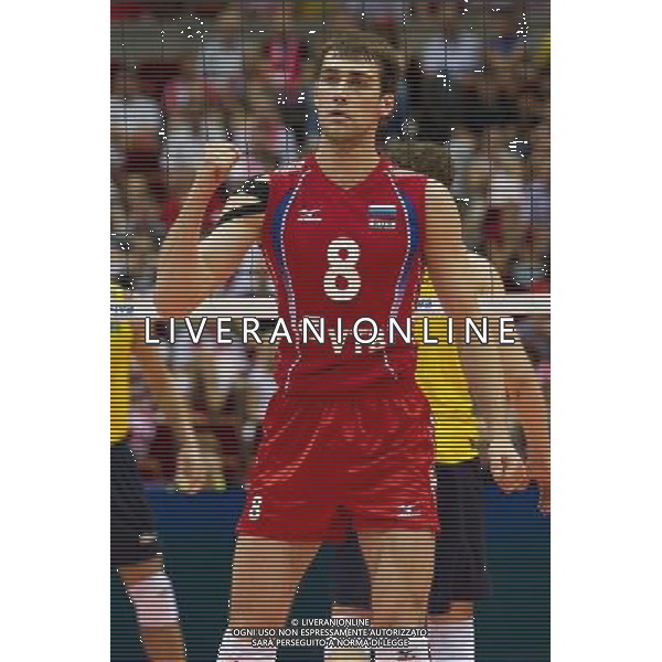 10.07.2011 - Gdansk , ERGO Arena , Siatkowka mezczyzn (Volleyball men\'s) , Finaly Ligi Swiatowej 2011 , FIVB World League Final 2011 , Final Brazylia (zolte) - Rosja (czerwone) N/Z Denis Biriukov Fot. Mariusz Palczynski / Edytor.net / Newspix.pl --- Newspix.pl *** Local Caption *** www.newspix.pl mail us: info@newspix.pl call us: 0048 022 23 22 222 --- Polish Picture Agency by Ringier Axel Springer Poland