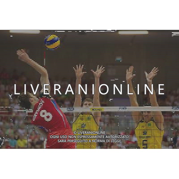 10.07.2011 - Gdansk , ERGO Arena , Siatkowka mezczyzn (Volleyball men\'s) , Finaly Ligi Swiatowej 2011 , FIVB World League Final 2011 , Final Brazylia (zolte) - Rosja (czerwone) N/Z Denis Biriukov , Bruno Rezende , Sidao Fot. Mariusz Palczynski / Edytor.net / Newspix.pl --- Newspix.pl *** Local Caption *** www.newspix.pl mail us: info@newspix.pl call us: 0048 022 23 22 222 --- Polish Picture Agency by Ringier Axel Springer Poland