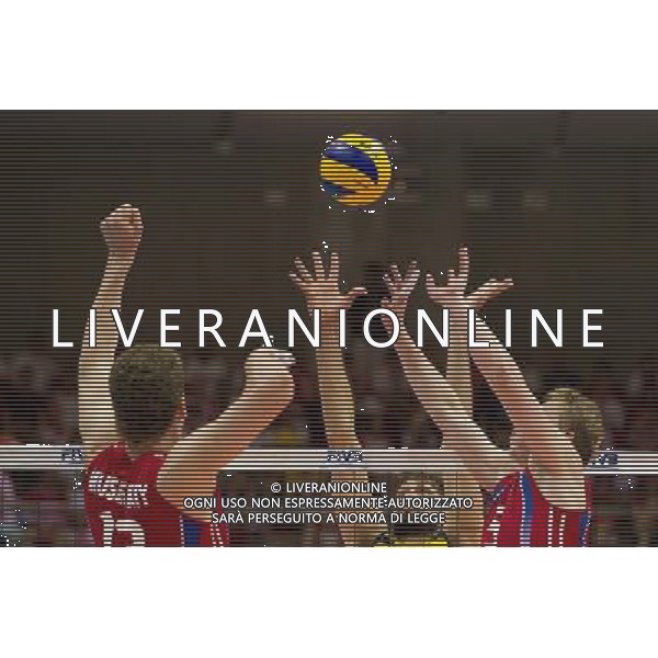 10.07.2011 - Gdansk , ERGO Arena , Siatkowka mezczyzn (Volleyball men\'s) , Finaly Ligi Swiatowej 2011 , FIVB World League Final 2011 , Final Brazylia (zolte) - Rosja (czerwone) N/Z Dmitriy Muserkiy , Lucas Saatkamp , Sergey Grankin Fot. Mariusz Palczynski / Edytor.net / Newspix.pl --- Newspix.pl *** Local Caption *** www.newspix.pl mail us: info@newspix.pl call us: 0048 022 23 22 222 --- Polish Picture Agency by Ringier Axel Springer Poland