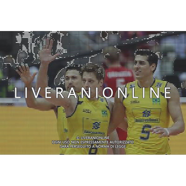 09.07.2011 GDANSK , ERGO ARENA , SIATKOWAK , 06-10.07.2011 LIGA SWIATOWA 2011 , FAZA FINALOWA , MECZ FINALOWY, MECZ BRAZYLIA - ROSJA , VOLLEYBALL , FIVB MEN\'S VOLLEUBALL WORLD LEAGUE 2011, FINAL ROUND , THE FINAL MATCH , GOLD MEDAL GAME , GAME BETWEEN BRAZIL - RUSSIA N/Z: (L) MARLON , (S) MURILO ENDERS , (P) SIDAO (BRA) FOTO JAKUB PIASECKI / CYFRASPORT / NEWSPIX.PL --- Newspix.pl *** Local Caption *** www.newspix.pl mail us: info@newspix.pl call us: 0048 022 23 22 222 --- Polish Picture Agency by Ringier Axel Springer Poland