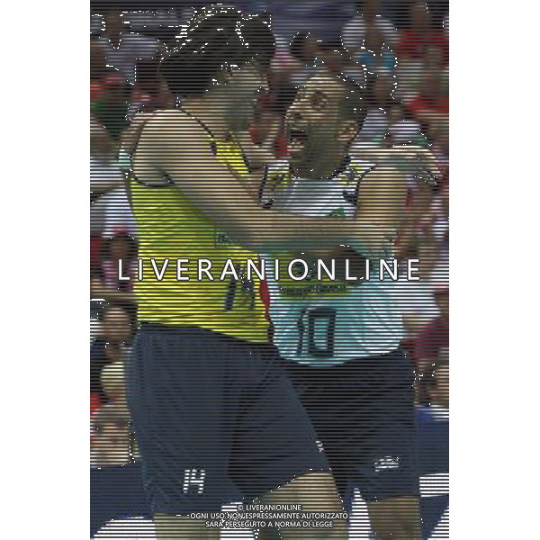 09.07.2011 GDANSK , ERGO ARENA , SIATKOWAK , 06-10.07.2011 LIGA SWIATOWA 2011 , FAZA FINALOWA , MECZ FINALOWY, MECZ BRAZYLIA - ROSJA , VOLLEYBALL , FIVB MEN\'S VOLLEUBALL WORLD LEAGUE 2011, FINAL ROUND , THE FINAL MATCH , GOLD MEDAL GAME , GAME BETWEEN BRAZIL - RUSSIA N/Z: (L) RODRIGO SANTANA , (P) SERGIO (BRA) FOTO JAKUB PIASECKI / CYFRASPORT / NEWSPIX.PL --- Newspix.pl *** Local Caption *** www.newspix.pl mail us: info@newspix.pl call us: 0048 022 23 22 222 --- Polish Picture Agency by Ringier Axel Springer Poland