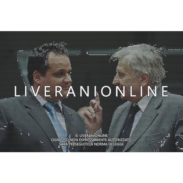 Dutch Finance Minister Jan Kees de Jager (L) and European Central Bank President Jean-Claude Trichet before signing the treaty establishing the European Stability Mechanism ahead of a euro zone finance ministers meeting in in Brussels, Belgium on 2011-07-11