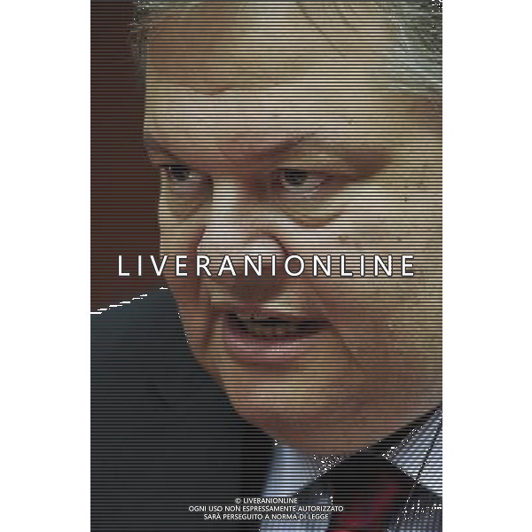 Greece\'s Finance Minister Evangelos Venizelos before signing the treaty establishing the European Stability Mechanism ahead of a euro zone finance ministers meeting in in Brussels, Belgium on 2011-07-11