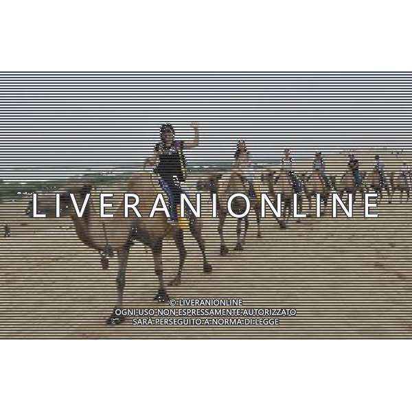 (110710) -- YICHUAN, July 10, 2011 -- Tourists ride camelback at the Shahu (sand lake) Tourist Site in Yinchuan, northwest China\'s Ningxia Hui Autonomous Region, July 9, 2011. Tourist arrivals are picking up across the country as the summer holiday season starts. Wang Peng) (ljh)