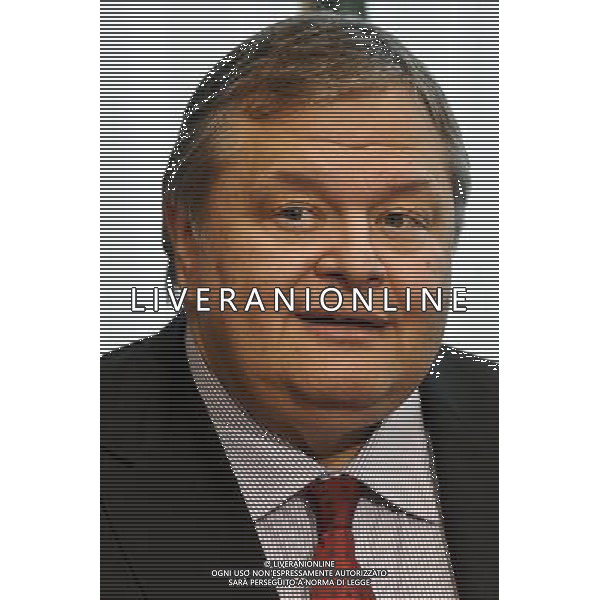 Greece\'s Finance Minister Evangelos Venizelos before signing the treaty establishing the European Stability Mechanism ahead of a euro zone finance ministers meeting in in Brussels, Belgium on 2011-07-11