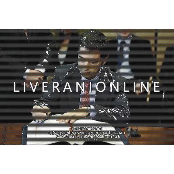 Portuguese finance minister Vitor Gaspar signing the treaty establishing the European Stability Mechanism ahead of a euro zone finance ministers meeting in in Brussels, Belgium on 2011-07-11