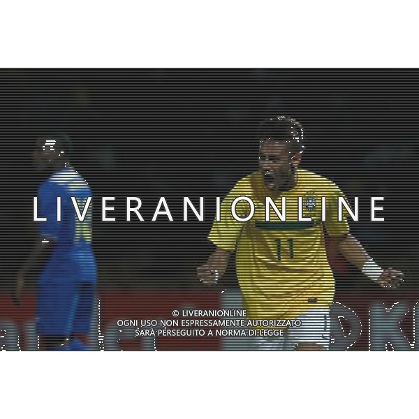 CORDOBA, July 14, 2011 ()Brazil\'s Neymar, celebrates during the match against Ecuador for the group stage of Copa America 2011, in Cordoba, Argentina, on July 13, 2011. (/Eliana Aponte) (py)