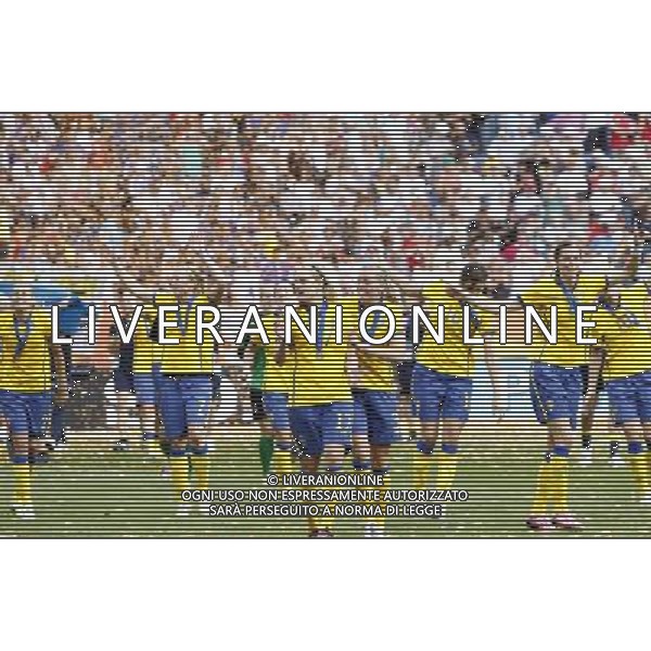 (110716) -- SINSHEIM, July 16, 2011 () -- Sweden\'s players celebrate their victory in the third place final match between Sweden and France at the 2011 FIFA Women\'s World Cup in Sinsheim, Germany, July 16, 2011. Sweden beat France 2-1 and claimed the third place of the 2011 FIFA Women\'s World Cup. (/Ding Xu) (zw)