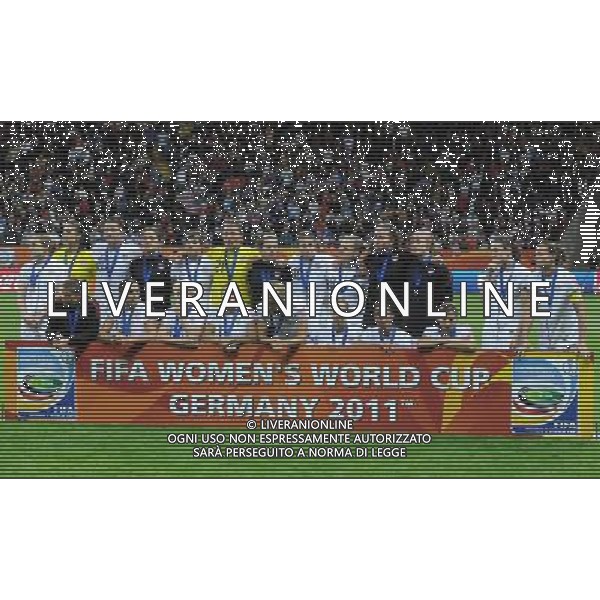 FRANKFURT, July 18, 2011 ()Players of the US react on the podium after the final match of the 2011 FIFA Women\'s World Cup against Japan in Frankfurt, Germany, July 17, 2011. Japan won the 2011 FIFA Women\'s World Cup after beating the US on the penalty shootout. (/Xu Liang)