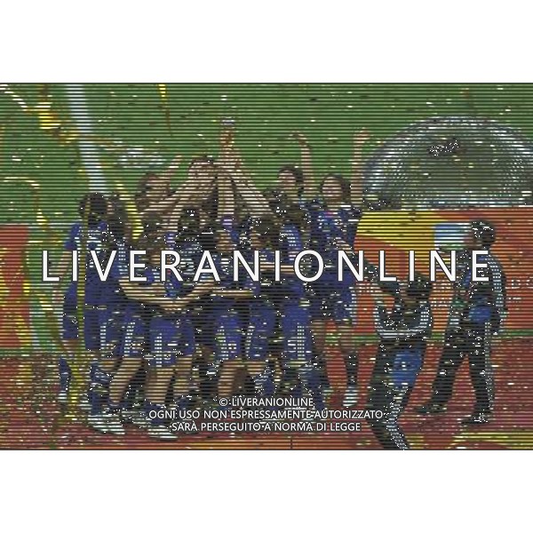 FRANKFURT, July 17, 2011 ()Japan\'s players celebrate on the podium after claiming the champion of the 2011 FIFA Women\'s World Cup in Frankfurt, Germany, July 17, 2011. Japan won the 2011 FIFA Women\'s World Cup after beating the USA on the penalty shootout. (/Wu Wei)